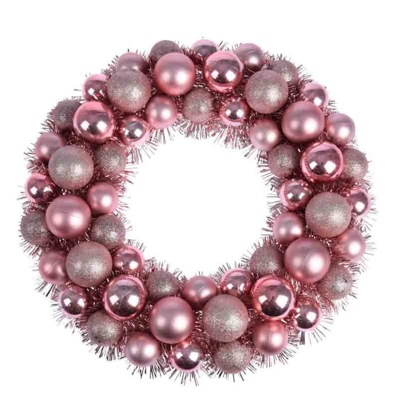 corona natalizia con 56 sfere rosa 39 cm diamentro 968372