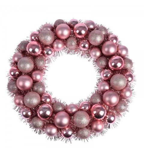 corona natalizia con 56 sfere rosa 39 cm diamentro 968372