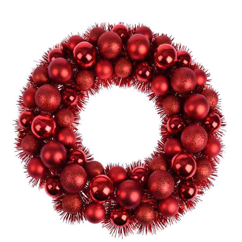 corona natalizia con 56 sfere rosse 39 cm diamentro 968334