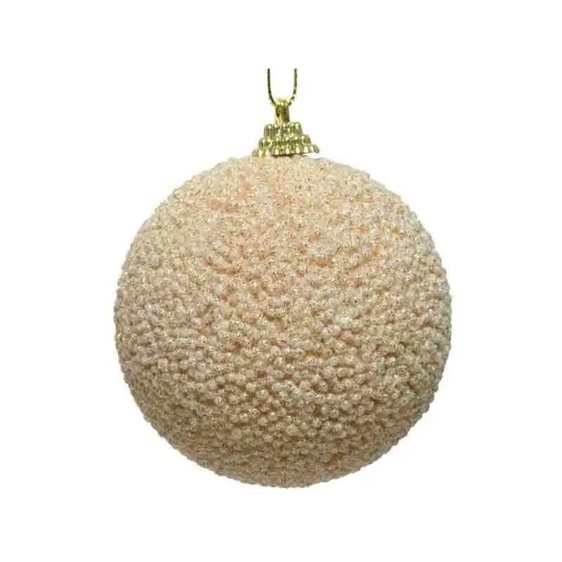 Pallina di natale perline glitterate perla 452845 8 cm