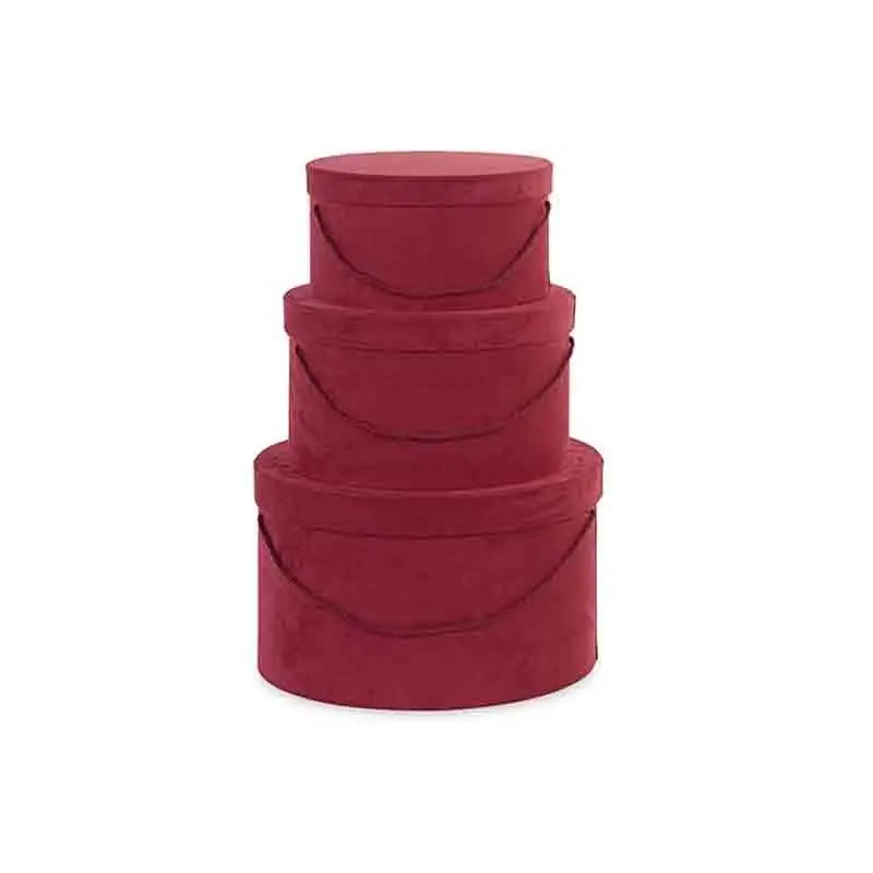 set 3 cappelliere bordeaux con cordino 20723  ø 260 x h 140 ø 375 x h 225 mm