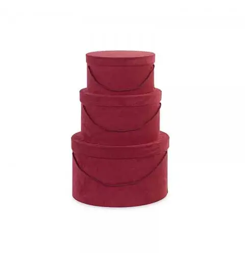set 3 cappelliere bordeaux con cordino 20723  ø 260 x h 140 ø 375 x h 225 mm