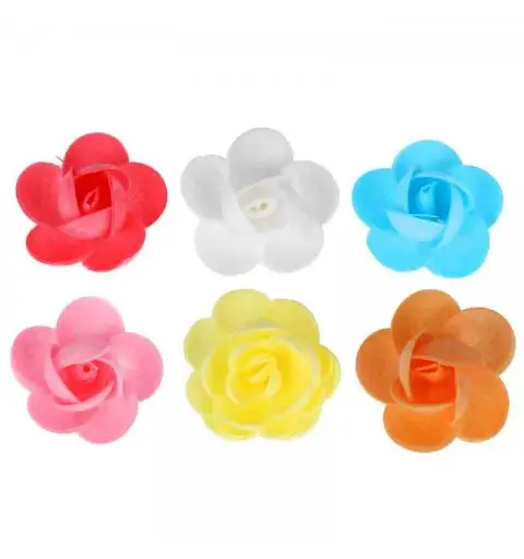 2 rose grandi in cialda 5,5 cm rosse
