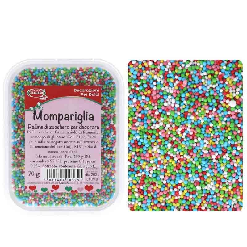 Mix di palline di zucchero multicolor Mompariglia 70 g 2 mm