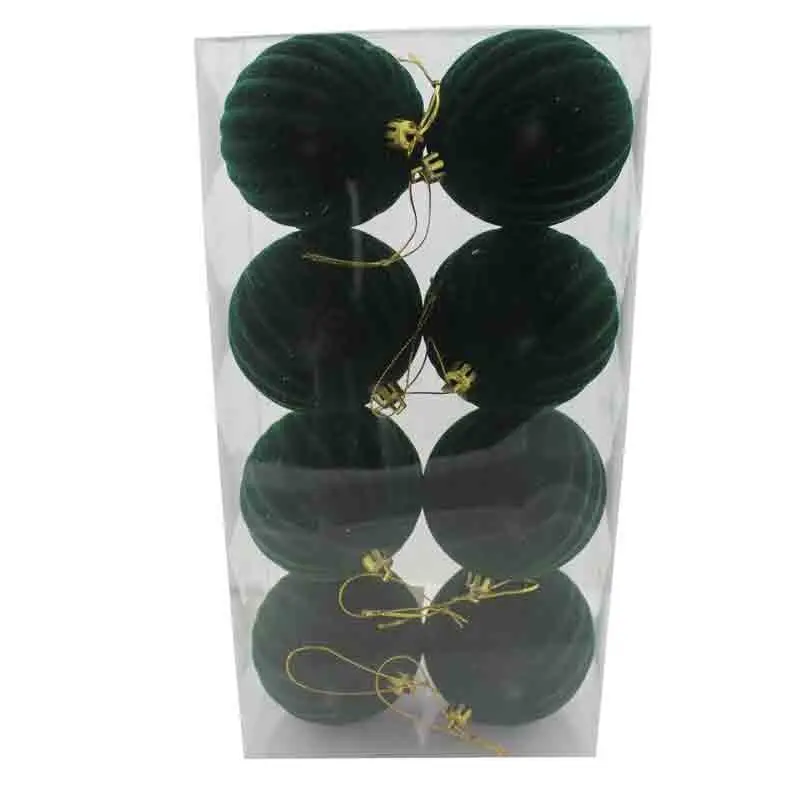 8 palline velluto verde spicchi 10 cm 87872