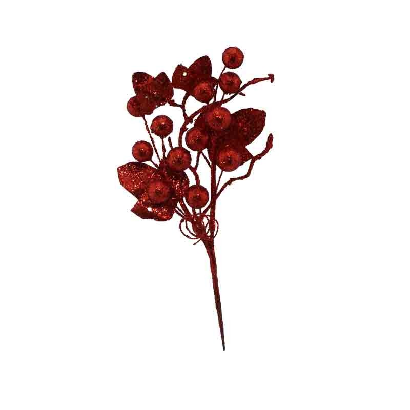 pick fiore glitterato rosso