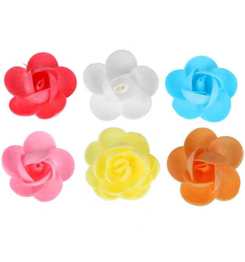 2 rose grandi in cialda 5,5 cm arancioni
