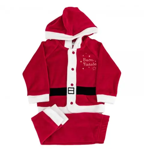 completo babbo natale in ciniglia natalizio CO4853 9 mesi