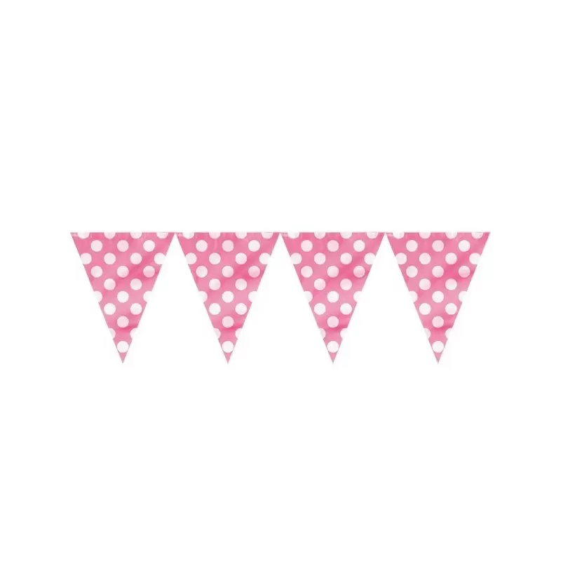 FESTONE BANDIERINE FUCSIA POIS BIANCHI