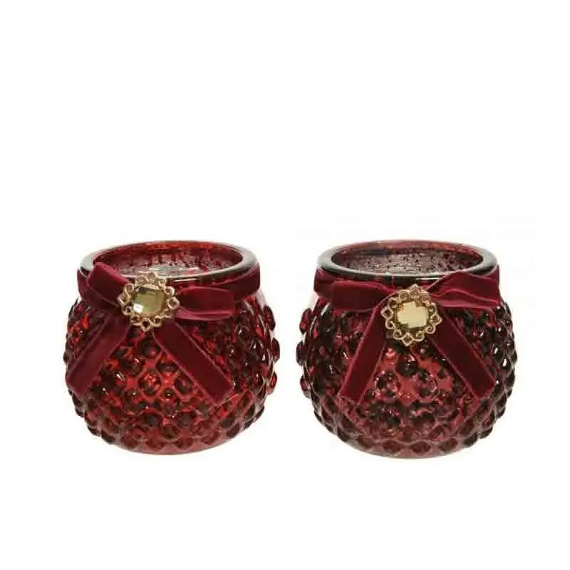 Vasetto 8,3x7cm rosso porta t-light 2 mod. assortiti 646579