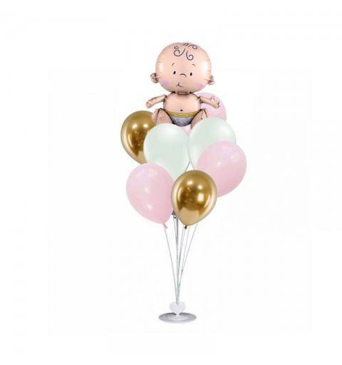 Bouquet di palloncini nascita bambina con struttura