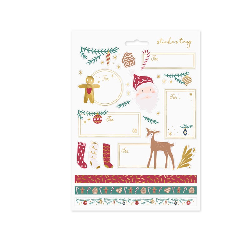Stickers Adesivi natalizi 10 fogli con 31 adesivi cad. circa 4,5-9 x 2,5-7,5 cm.