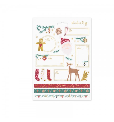 Stickers Adesivi natalizi 10 fogli con 31 adesivi cad. circa 4,5-9 x 2,5-7,5 cm.