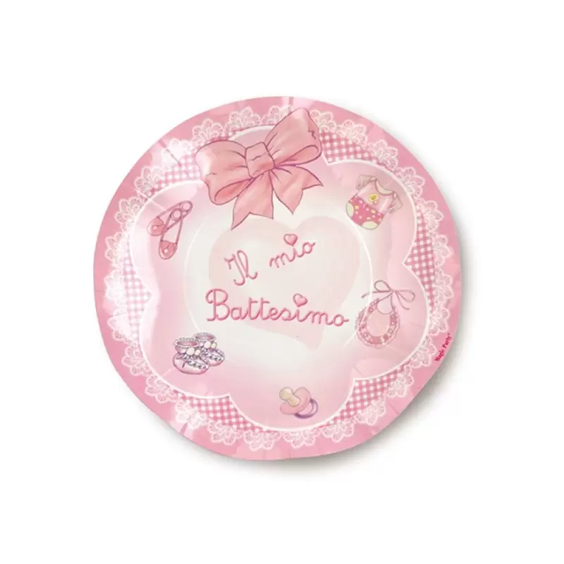 KIT 16 - 121 PZ. COORDINATO TAVOLA IL MIO BATTESIMO FIOCCO ROSA
