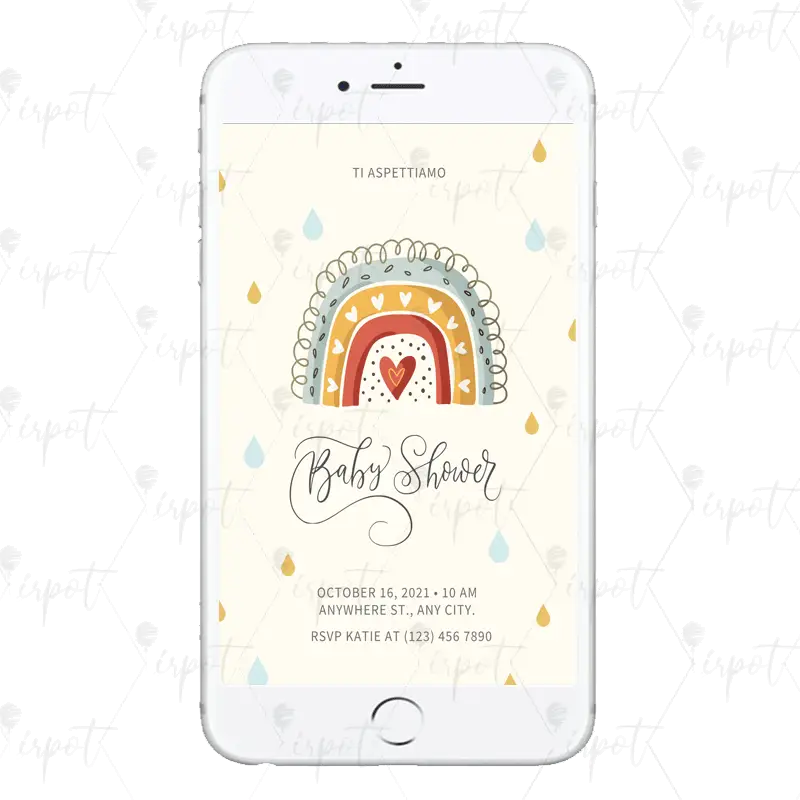 INVITO BABY SHOWER RAINBOW DIGITALE