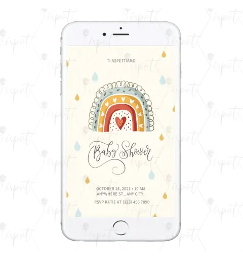 INVITO BABY SHOWER RAINBOW DIGITALE