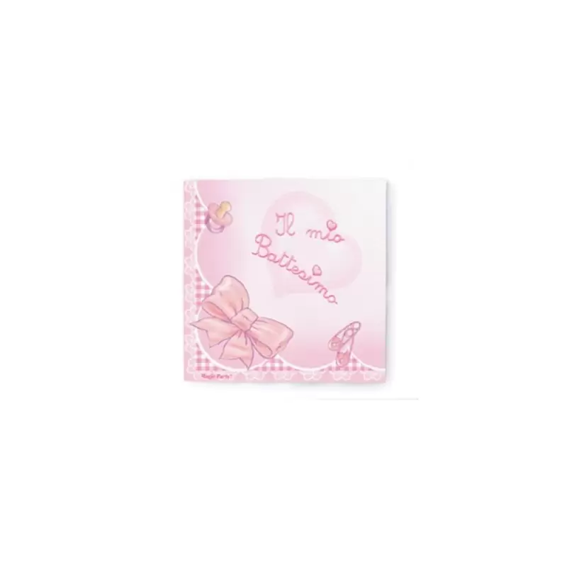 KIT 16 - 121 PZ. COORDINATO TAVOLA IL MIO BATTESIMO FIOCCO ROSA