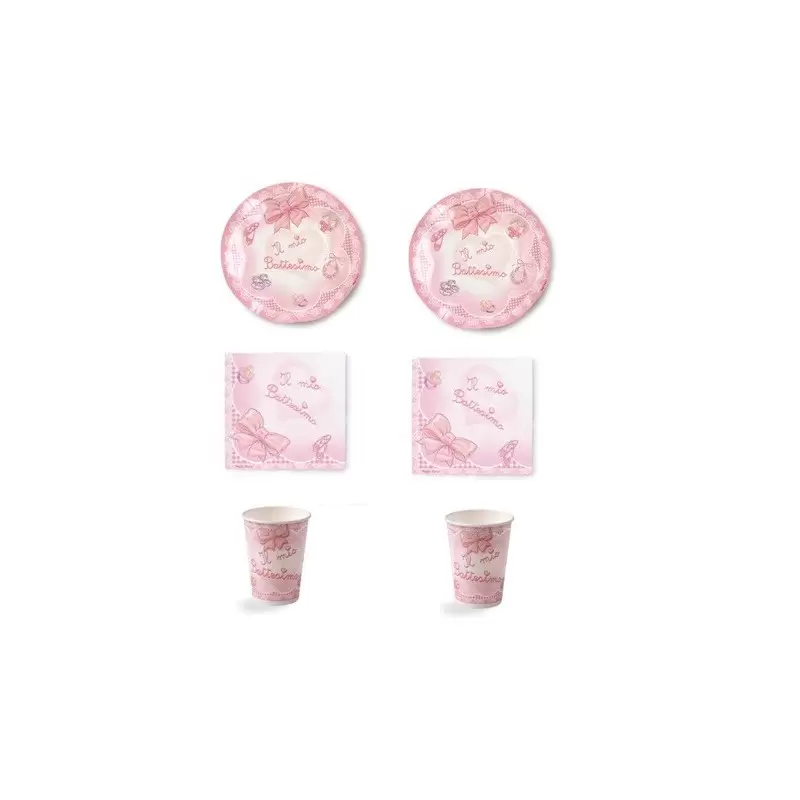 COORDINATO TAVOLA IL MIO BATTESIMO BAMBINA FIOCCO 300 PZ 