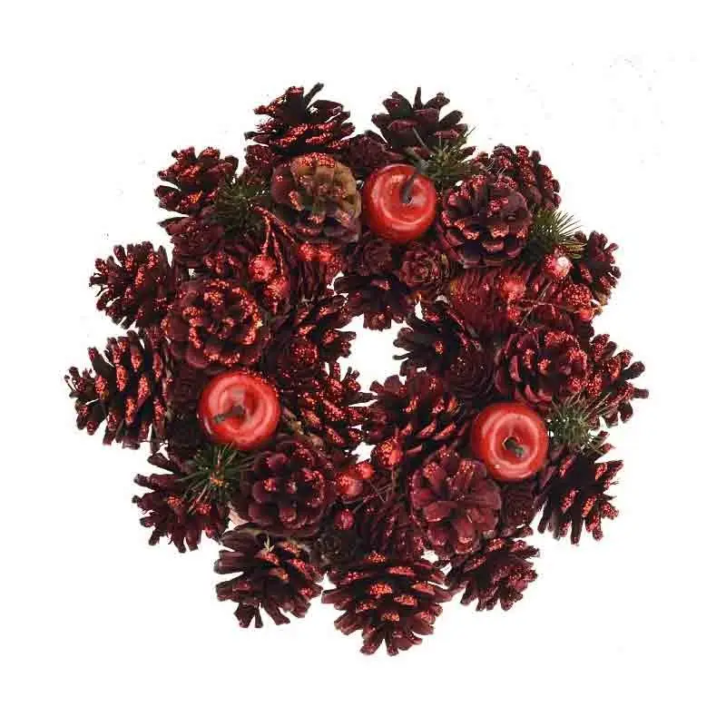 ghirlanda fuori porta corona pigne rosse 677939