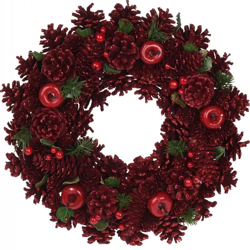 ghirlanda fuori porta corona pigne rosse 678011