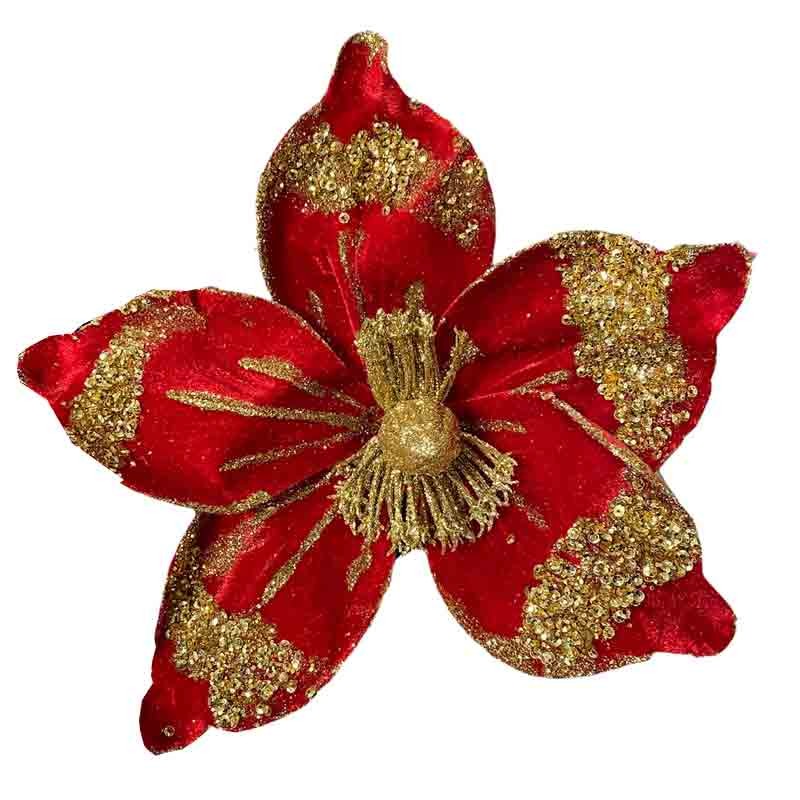 Pick magnolia rossa con glitter H 15 x 17 cm 2650050-03