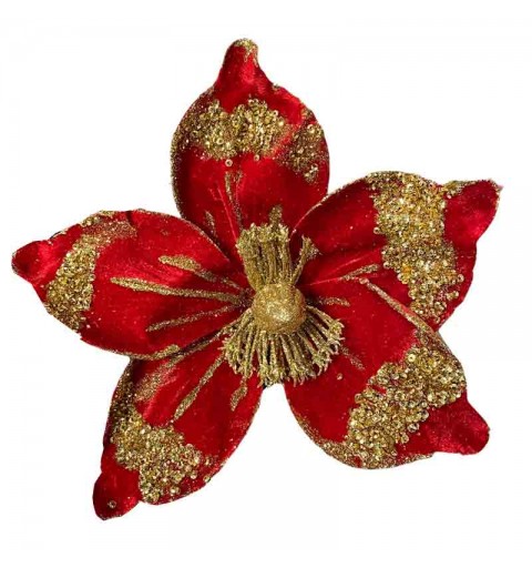 Pick magnolia rossa con glitter H 15 x 17 cm 2650050-03