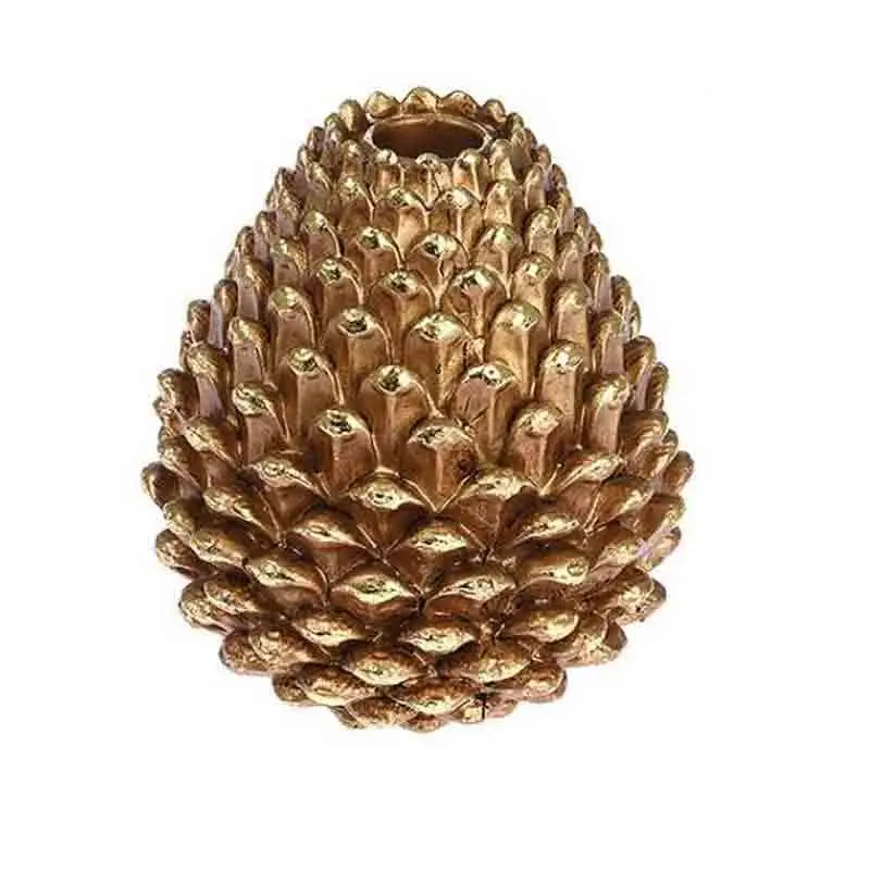 porta candela pigna oro 10 cm in resina 978432