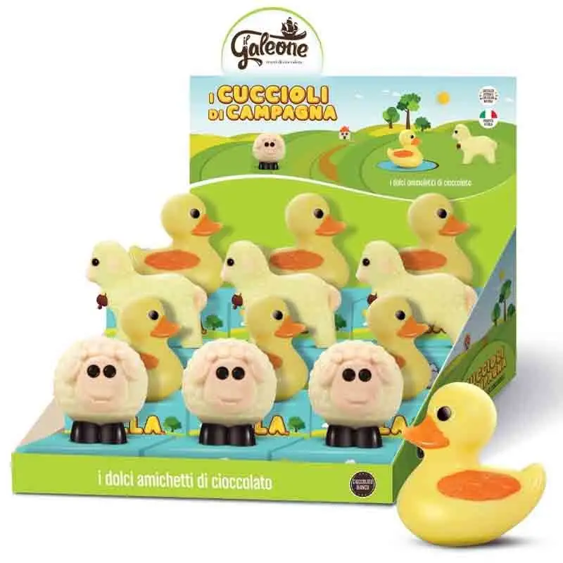 animali della fattoria di puro cioccolato decorato a mano 35 g mod. assortiti e casuali