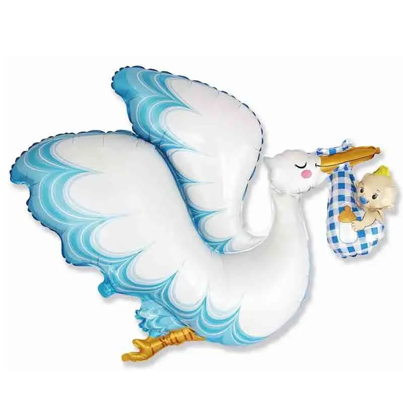Palloncino foil 24 \'\' 60 cm cicogna bimbo celeste B901824