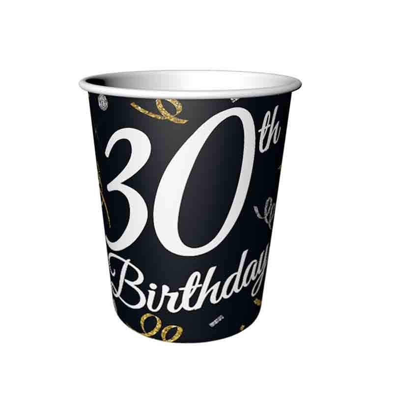 Bicchieri di carta B&C 30° Compleanno 6 pz KP-30BD