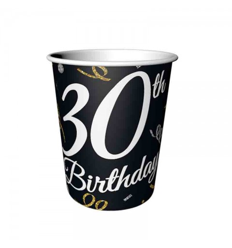 Bicchieri di carta B&C 30° Compleanno 6 pz KP-30BD