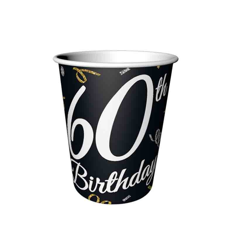Bicchieri di carta B&C 60° Compleanno 6 pz KP-60BD