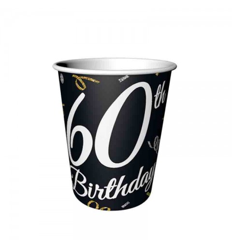 Bicchieri di carta B&C 60° Compleanno 6 pz KP-60BD