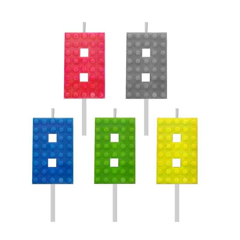 Candelina numerica n.8 lego block party colori assortiti 5,5 cm 7C-SUK8