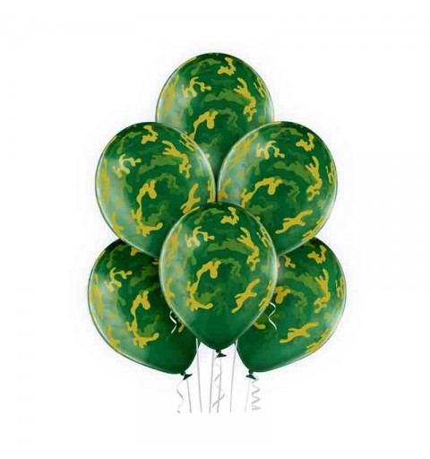 Confezione da 6 palloncini mimetici verdi 12\'\' 30 CM BRN_5000233