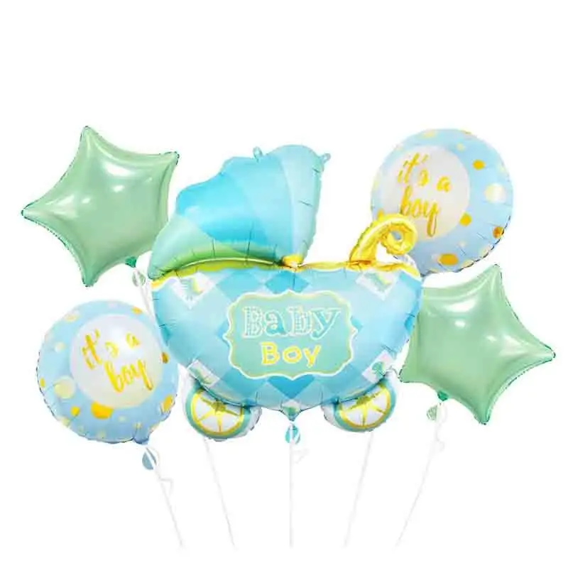 Palloncino foil Set carrozzina celeste 5 pz BZ-HWZN