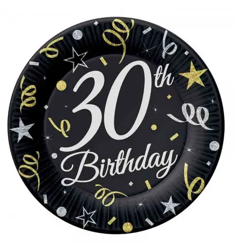 piatti carta B&C 30° Compleanno 23 cm 6 pz TP-30B9