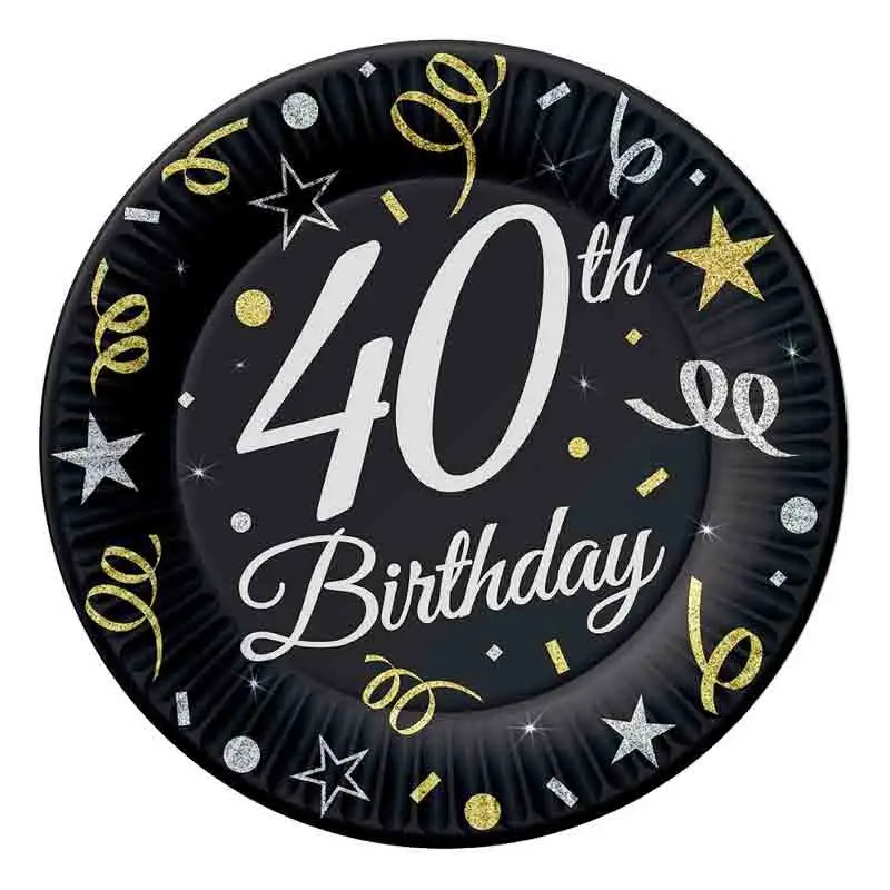 piatti carta B&C 40° Compleanno 23 cm 6 pz TP-40B9