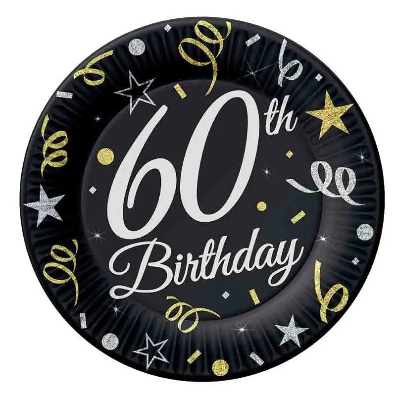 piatti carta B&C 60° Compleanno 23 cm 6 pz TP-60B9