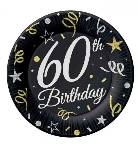 piatti carta B&C 60° Compleanno 23 cm 6 pz TP-60B9