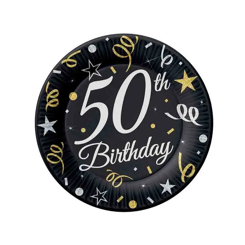 piatti dessert di carta B&C 50° Compleanno 18 cm 8 pz TP-50B7