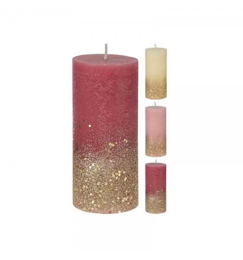 candela glitterata 5 x 11 cm oro rosa 3 mod. assortiti 923258