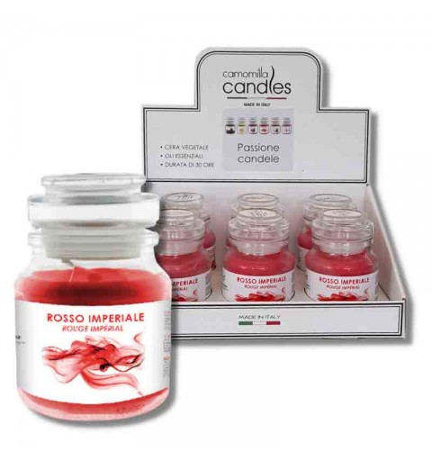 Candela profumata cera vegetale 30 ore Rosso imperiale Camomilla Candles 46352