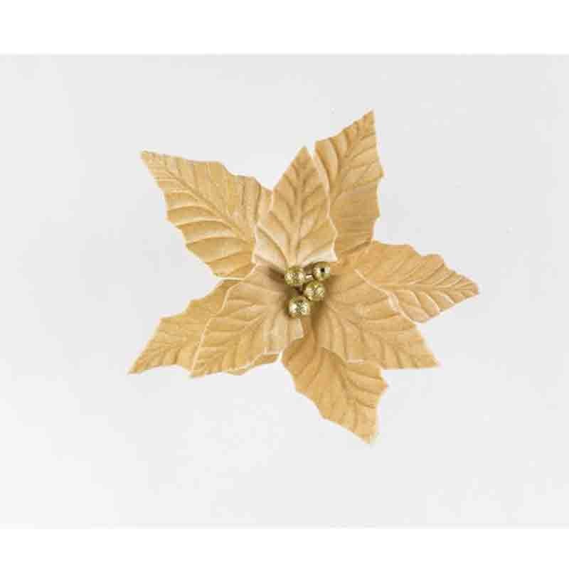 fiore natalizio 8 petali velvet beige 24 CM L32183