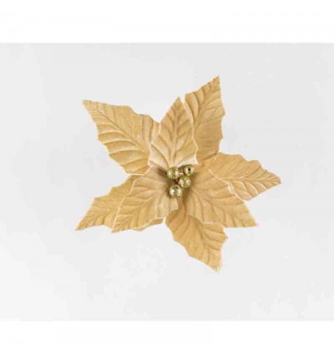 fiore natalizio 8 petali velvet beige 24 CM L32183