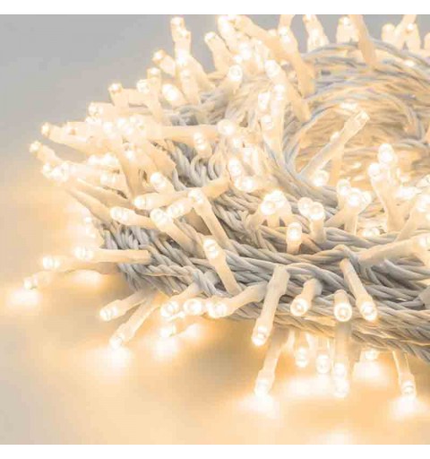 Stringa 560 LED Bianco Caldo mini lucciole 70581 cavo bianco 8 giochi di luce 11,2 m + 5 m