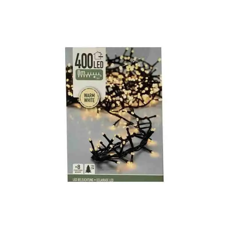 Luci di natale 400 led luce bianco cavo verde extra caldo 8 giochi di luce 279775