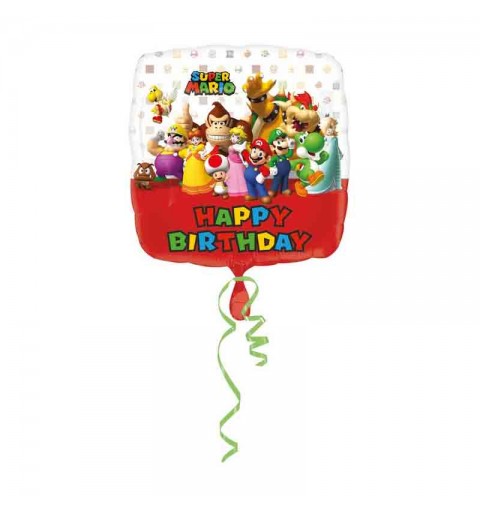 Pallone foil Standard 17 - 42 cm Supermario Happy Birthday 3200901