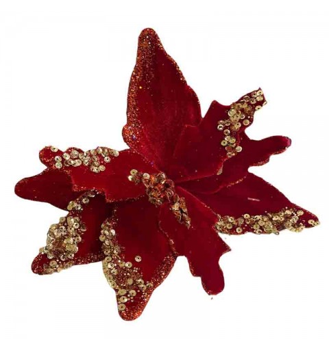 fiore natalizio stella di natale rametto 25 cm burgundy nz525