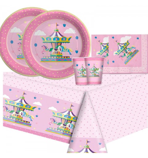 COORDINATO COMPLEANNO KIT N 78 CAROUSEL PARTY ROSA